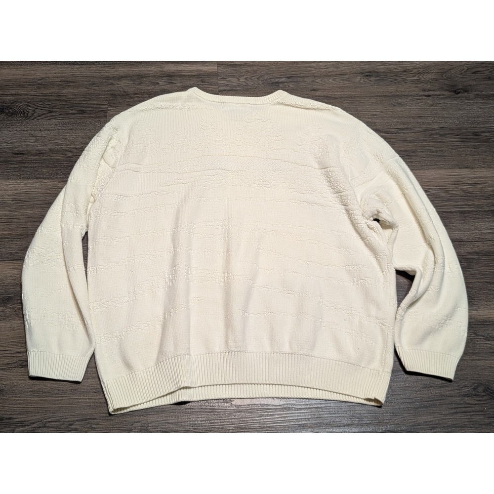 Cypress Links Mens XL Off White Textured Knit Embroidered Golf Mountain Sweater - Picture 4 of 5